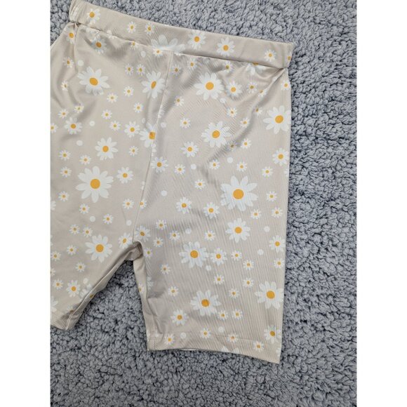 Princess Polly Shorts Size 2 Biker Pull On Stretch Floral Daisy Boho Cream - Picture 4 of 11